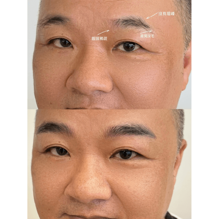 運用最仿真的技巧,將毛流呈現最完整的樣貌 男士飄眉-台中男士霧眉