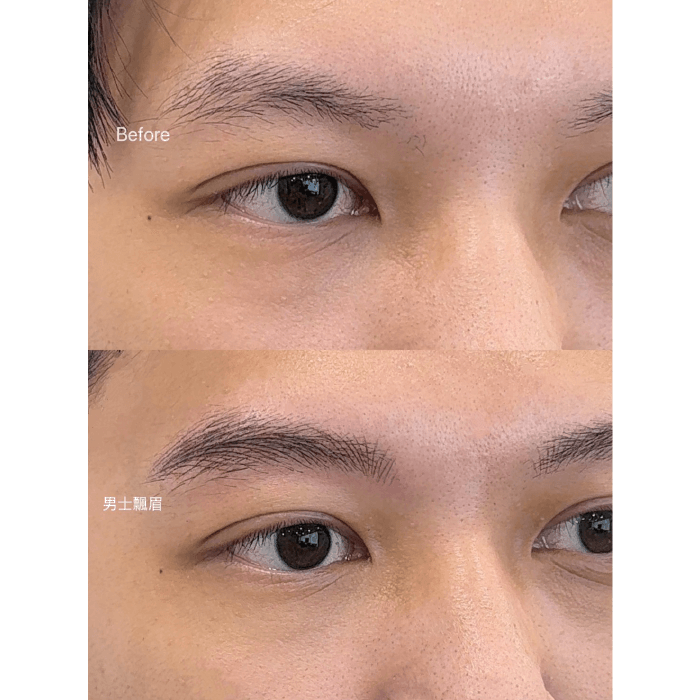 飄眉線條俐落有致,為他的臉部增添了一抹精緻的氣質 男士飄眉-台中男士霧眉