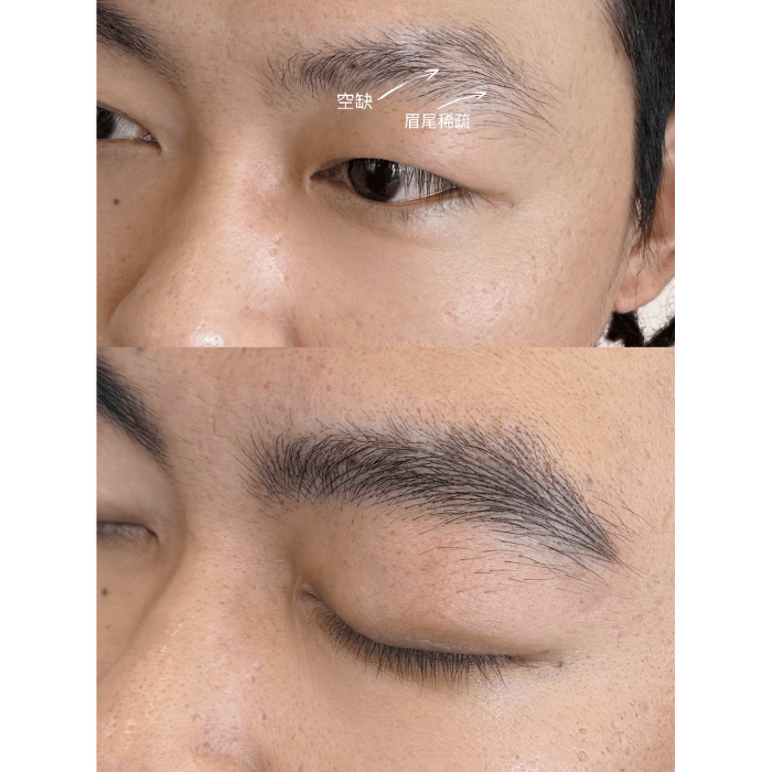 只要選對眉型,你也能成為帥氣型男,推薦這款專屬於男生的自然眉型 不會像女生的霧眉般的過於濃密,又具有飄眉的毛流感 男士飄眉-台中男士霧眉