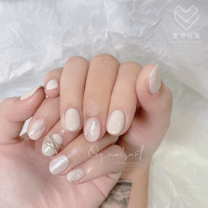 淺色美甲設計款,低調質感又時尚 QQ老師美甲作品-台中美甲推薦