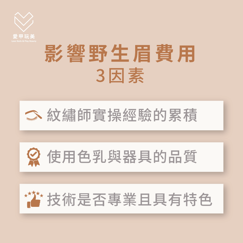 施作野生眉飄眉費用是多少?一張圖帶你了解影響價格行情的3大因素! 影響野生眉飄眉費用3因素-野生眉價格