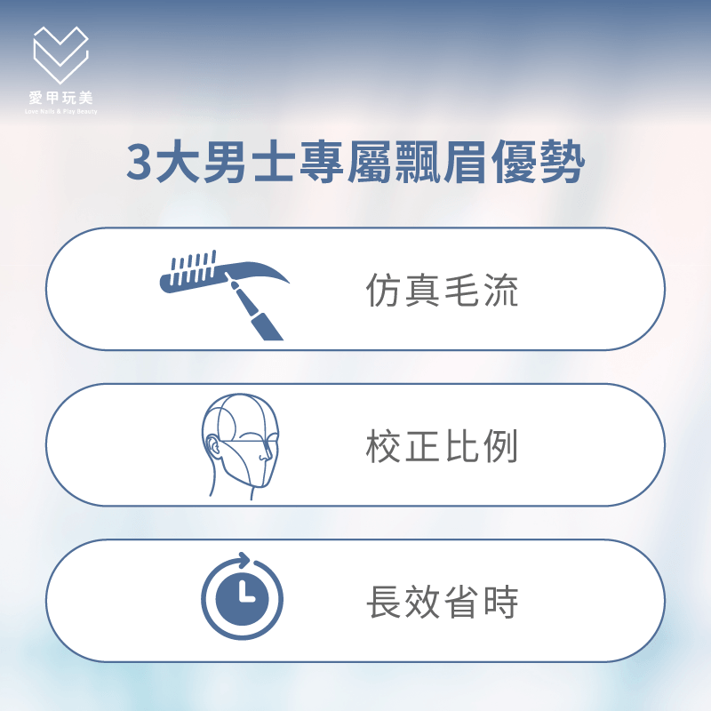 細緻仿真毛流線條讓男士眉型自然濃密立體 仿真細緻毛流線條展現自然眉型-男生做眉毛